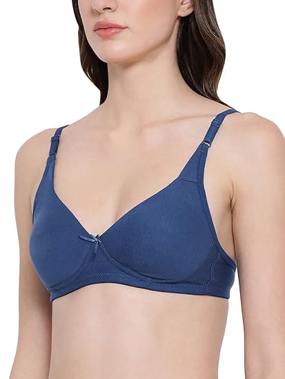 Clovia Women’s Cotton Full-Cup Non-Padded Non-Wired Bra – Blue 40C